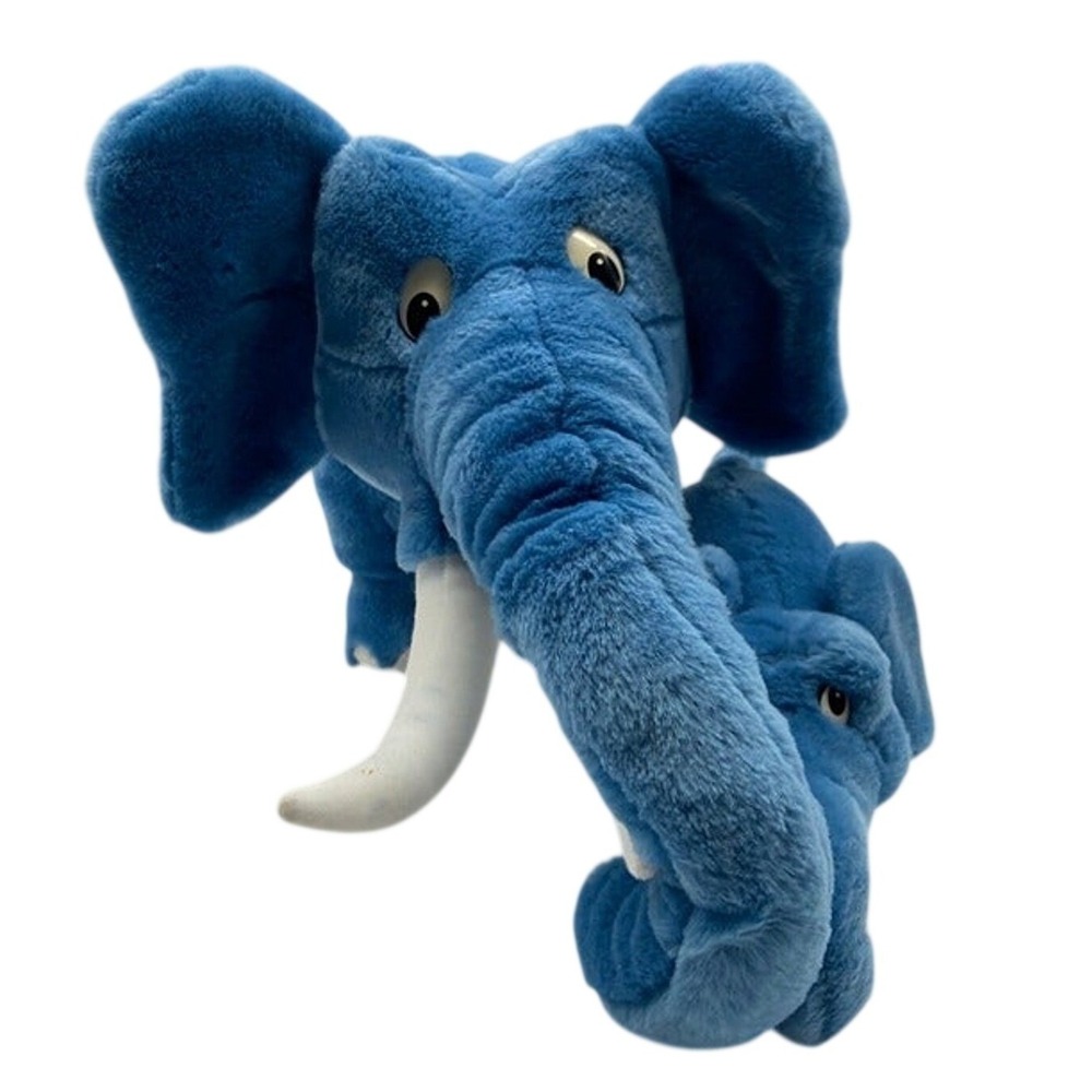 Barnum and Bailey Mom & Baby Elephant Plush Circus Greatest Show On Earth Blue
